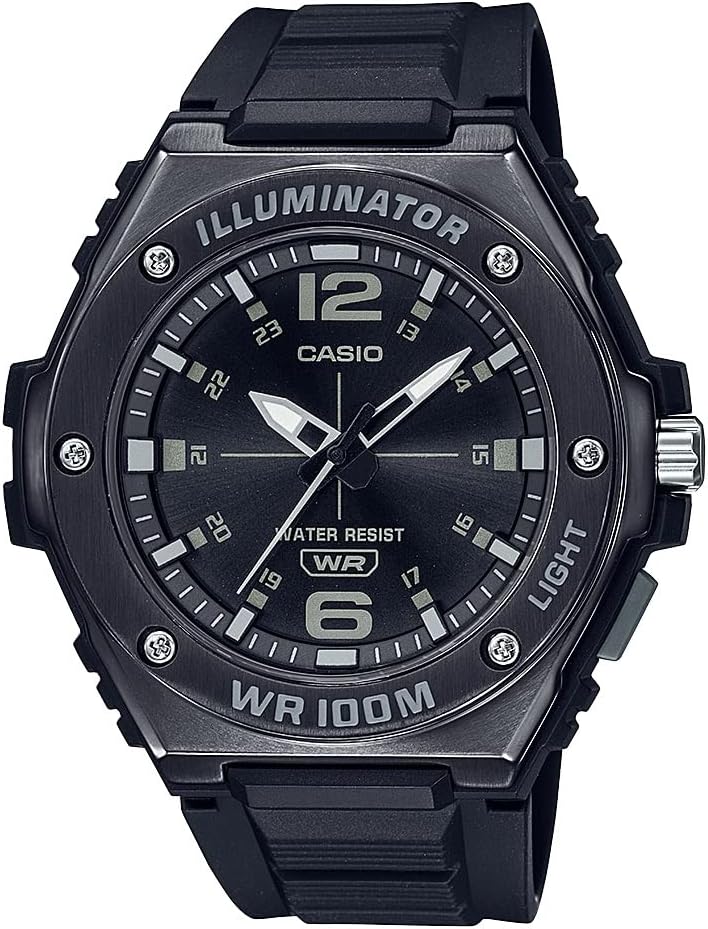 Casio MWA100H Series | Men’s Analog Watch |100M WR | Stainless Steel Bezel | LED Illuminator Backlight with Afterglow | Resin Band | 3 Hands (HR, MIN, SEC) | 3 Year Battery