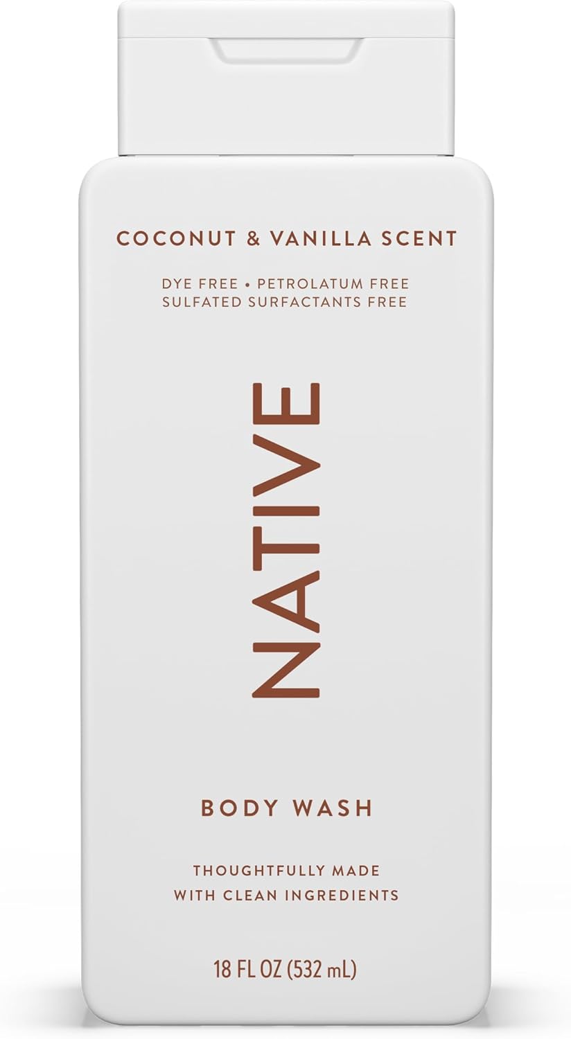 Native Shower Gel & Body Wash for Women & Men - Free of Sulphates & Dyes - Coconut & Vanilla Scent Body Soap - Gently Cleanses with Plant-Based ingredients (532ml)