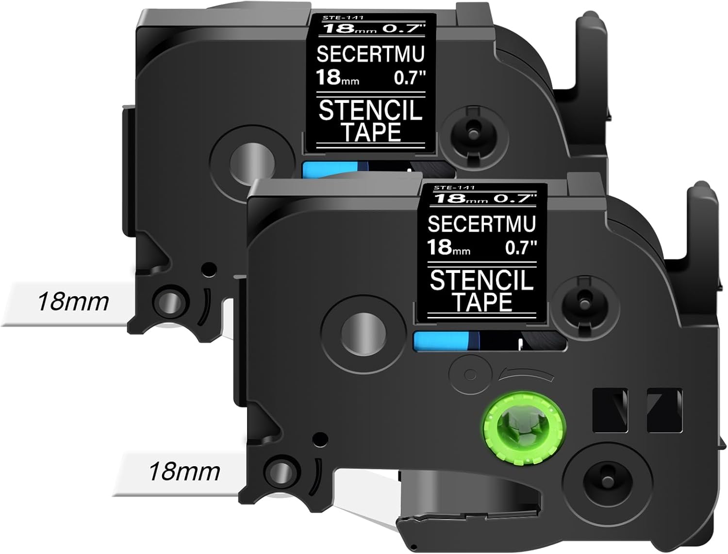 2 PC Compatible for STE-141 ST-141 ST141 18mm 0.7'' x 3m Stencil Metal Etching Tape,Replacement for Ptouch PT-1500PC PT-1600 PT-1700 PT-1750 PT-1750SC Label Maker,Black on Clear