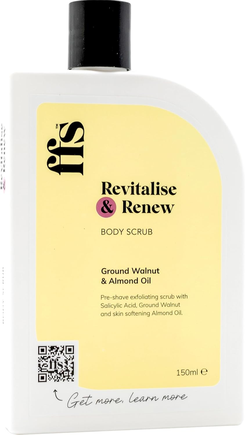 150ml Revitalise & Renew Exfoliating Body Scrub w/Shea Butter, Coconut Oil, Salicylic Acid - Paraben & Cruelty-Free Body Scrub Exfoliator for Clogged Pores & Dry Skin- FFS Beauty