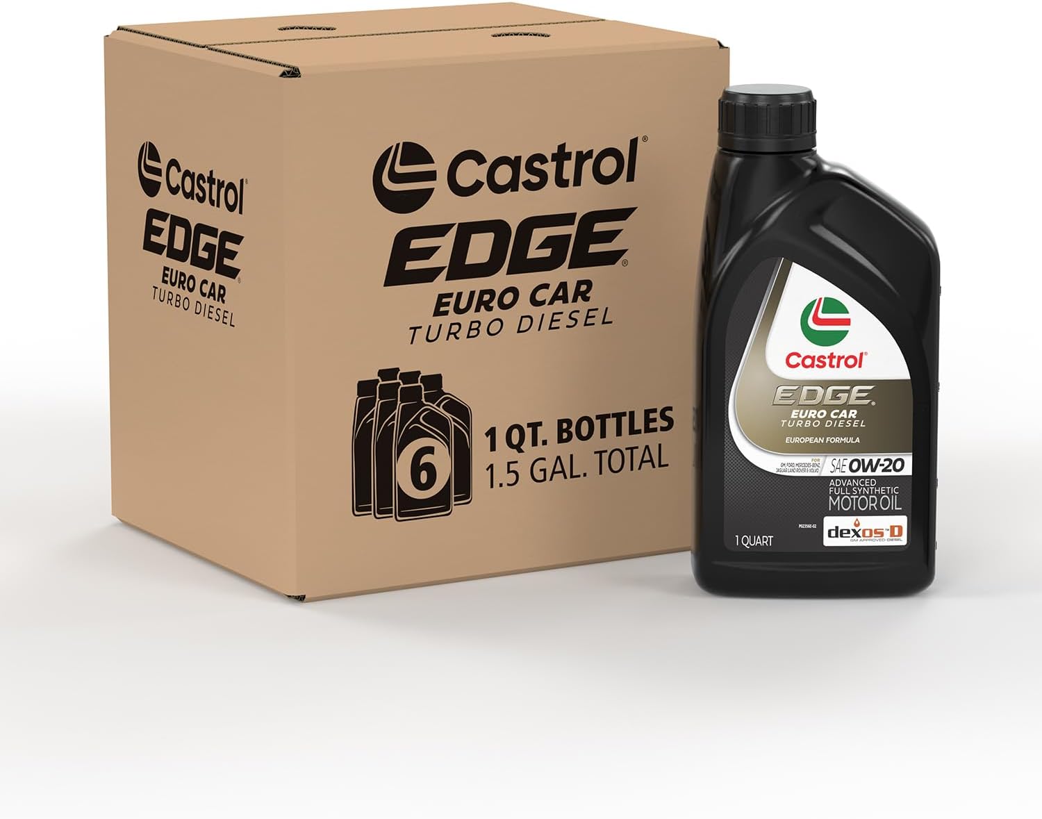 Castrol EDGE Turbo Diesel 0W-20 Advanced Full Synthetic Motor Oil, 1 Quart, Pack of 6