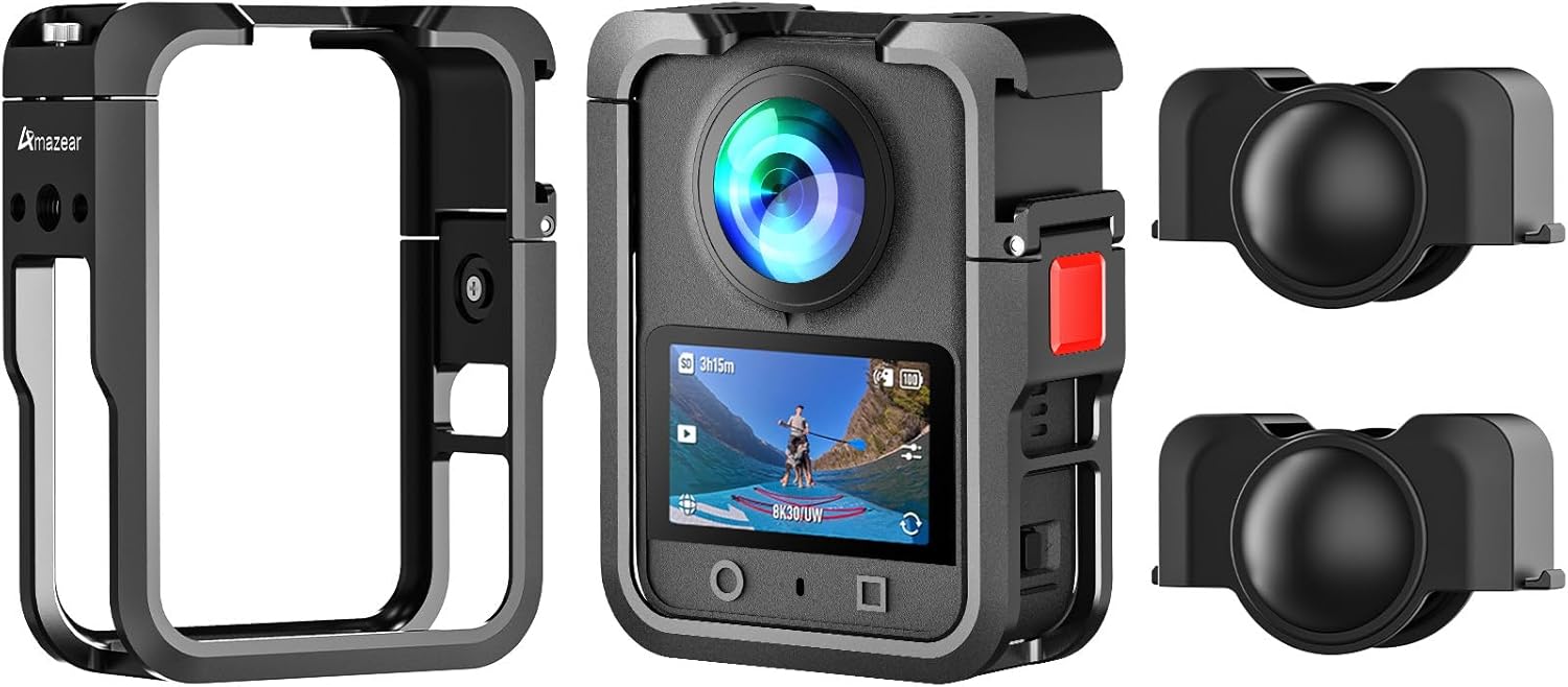 Metal Case for DJI Osmo 360 Accessories, Aluminum Camera Cage with Multiple Expansion Mount, Osmo360 Safty Lock Protective Frame with Lens Cap