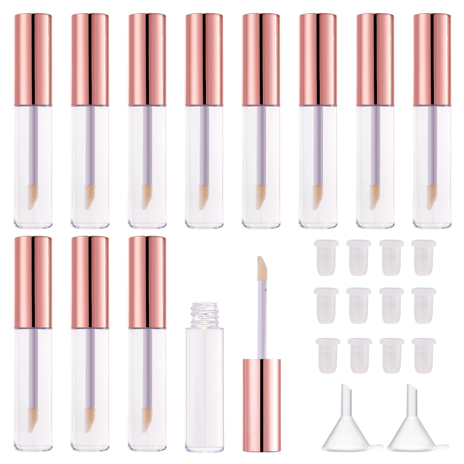12Pcs Empty Lip Gloss Tubes Containers with Rubber Stopper, 8ml Clear Mini Lip Gloss Tube Refillable Lip Balm Bottles for DIY Lipstick Lip Glaze Foundation Samples Bulk Wholesale