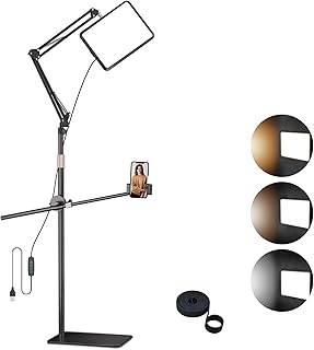 LED Video Light Kit with 82'' Extendable Stand and Phone Holder, Studio Lights 2800-7000K Dimmable Photography Lighting Kit, Streaming Light for Video Recording, Game Streaming, YouTube, Makeup