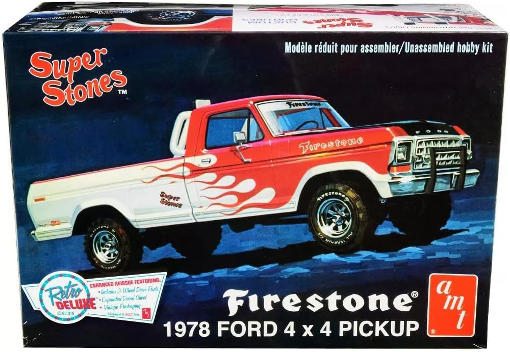 AMT Skill 2 Model Kit 1978 Ford 4x4 Pickup Truck Firestone Super Stones 1/25 Scale Model