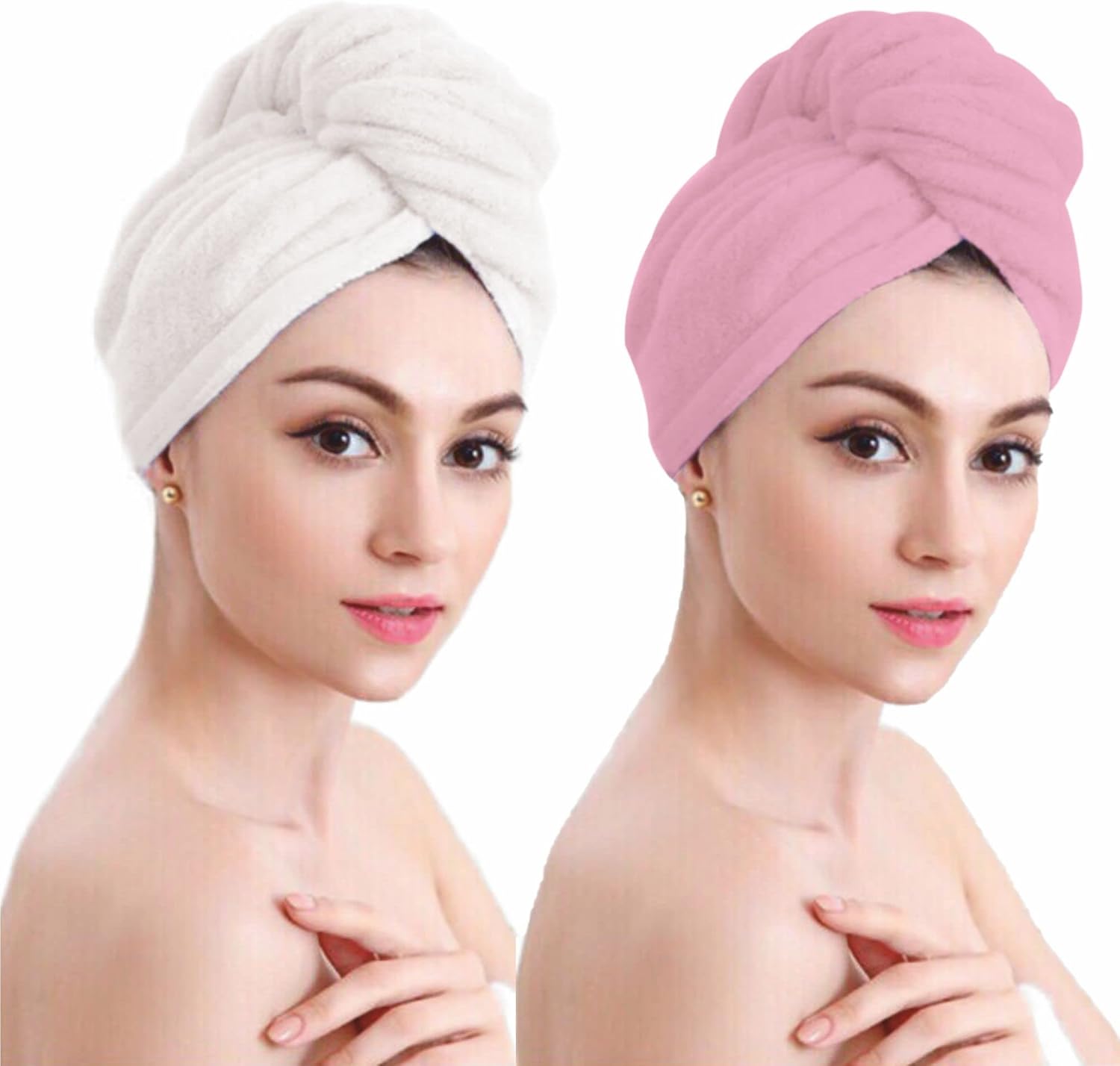 GOLDY Hair Towel Cotton Terry Towelling Turbie Hair Wraps Super Shower Hat Head Wrap Spa Towels Turban Bath Dryer Caps Women Girl Wet Curly Long Short Haircare Accessories Assorted Colors(1Pc)
