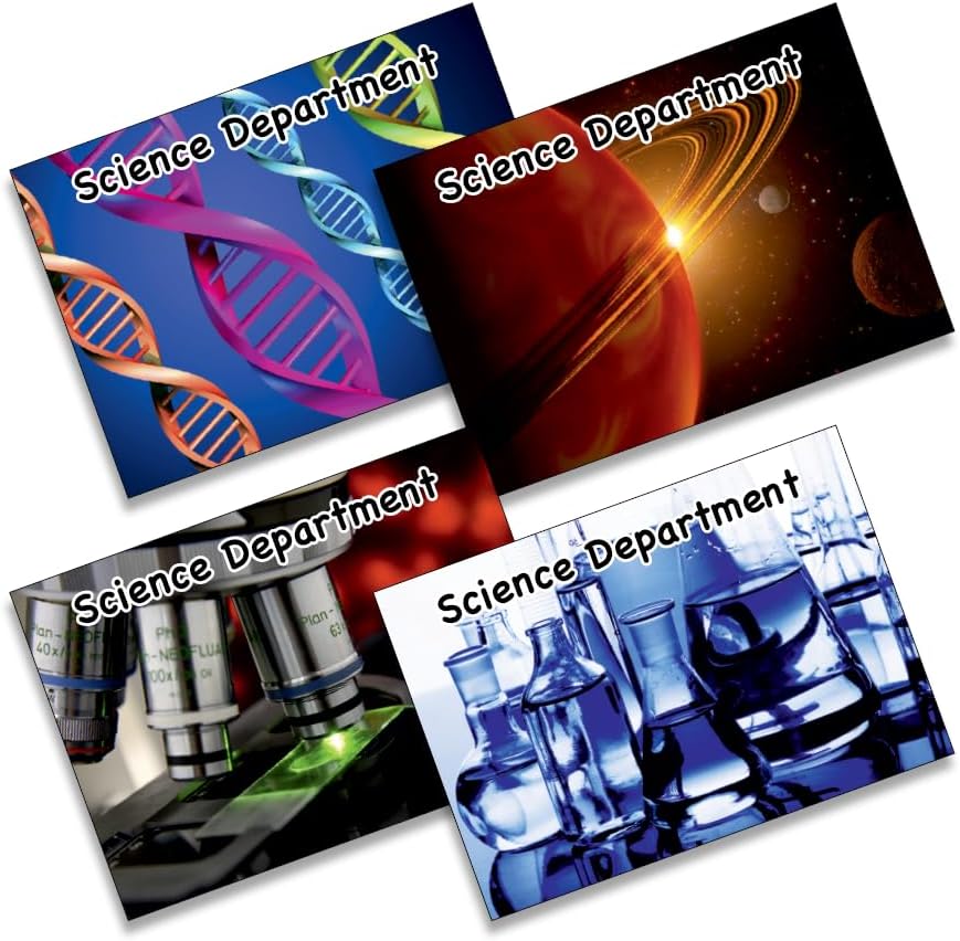 Science Praise Postcards - 4 Colourful Designs - Parent-Teacher Communication Cards - FSC Approved 300gsm Card - A6 SIZE - UK Made School Rewards