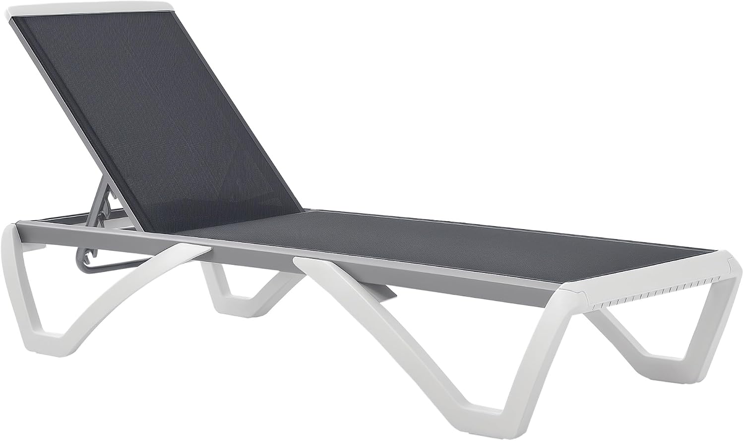 Outsunny Portable Outdoor Chaise Lounge Sun Lounger with Adjustable Back, Breathable Texteline, Light Grey