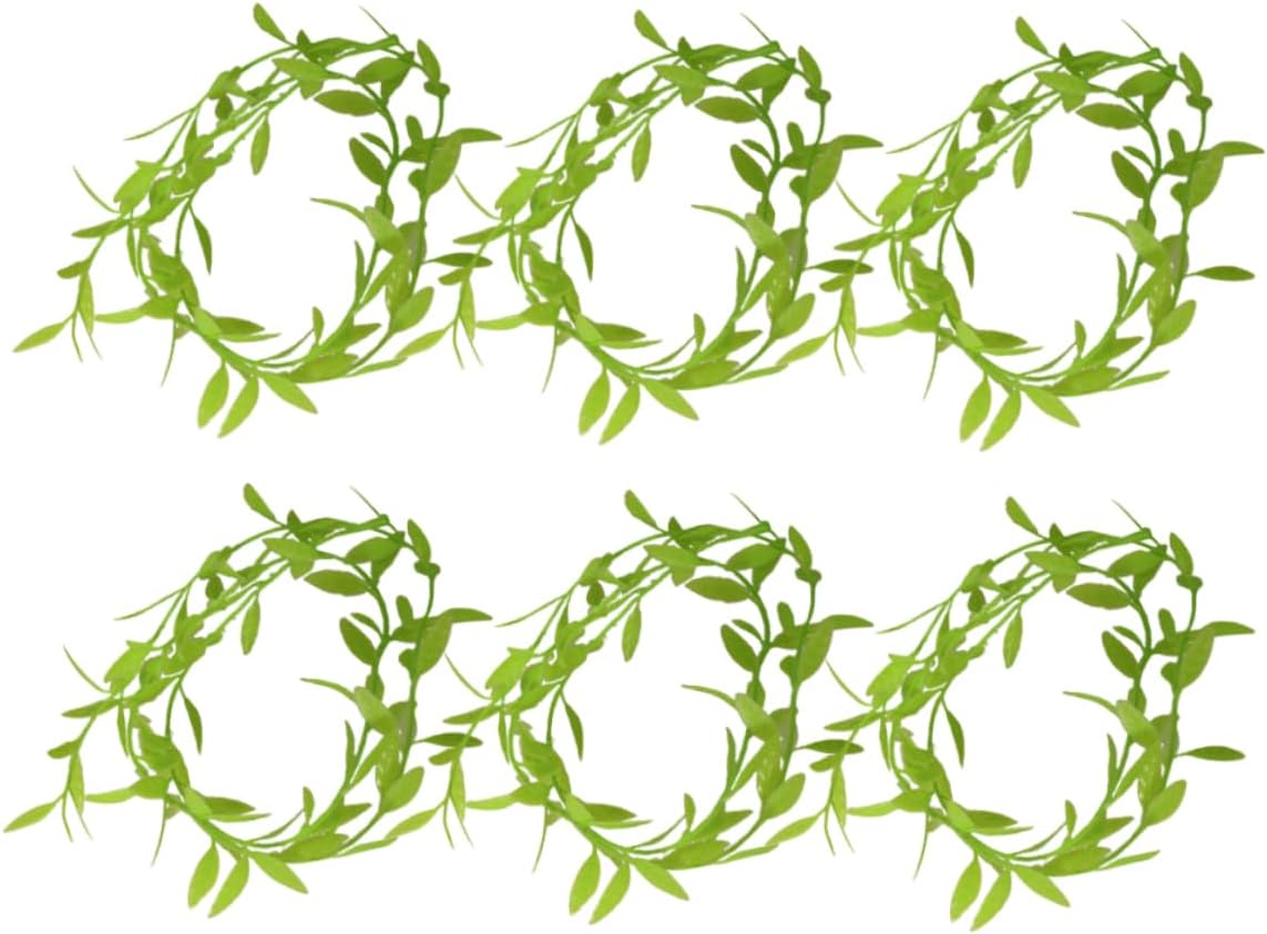 Gatuida 6pcs Mini Flower Vine Ornaments Dollhouse Vines Tiny Fake Miniature Dollhouse Decorations Mini Wreath Fake Leaf Garlands Plants Plastic Green