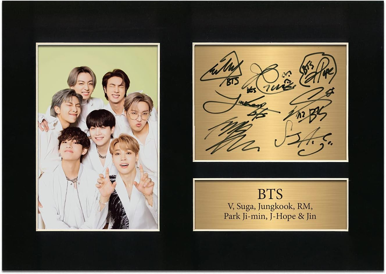 Zulu Image BTS Band A4 Printed Autograph Photo Reproduction Print Picture Display No42, Black