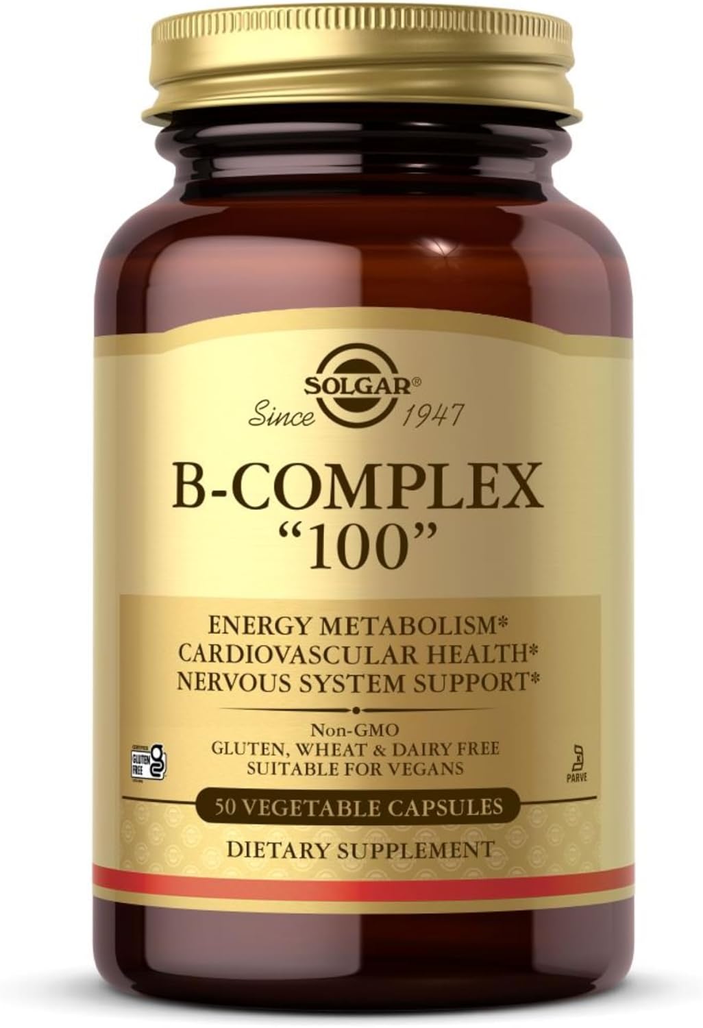 Solgar Vitamin B-Complex Vegetable Capsules, Count of 50 (Extra High Potency) - Supports Mental Performance and Energy - For Tiredness and Fatigue - Vegan