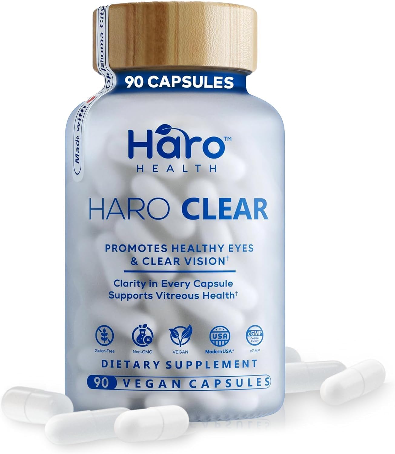 HARO Clear AREDS 2 Eye Vitamins with Lutein and Zeaxanthin for Dry Eyes, Screen Strain & Degeneration, Advanced Macular Support and Vision Supplements for Adults & Seniors, 90 Vegan Capsules