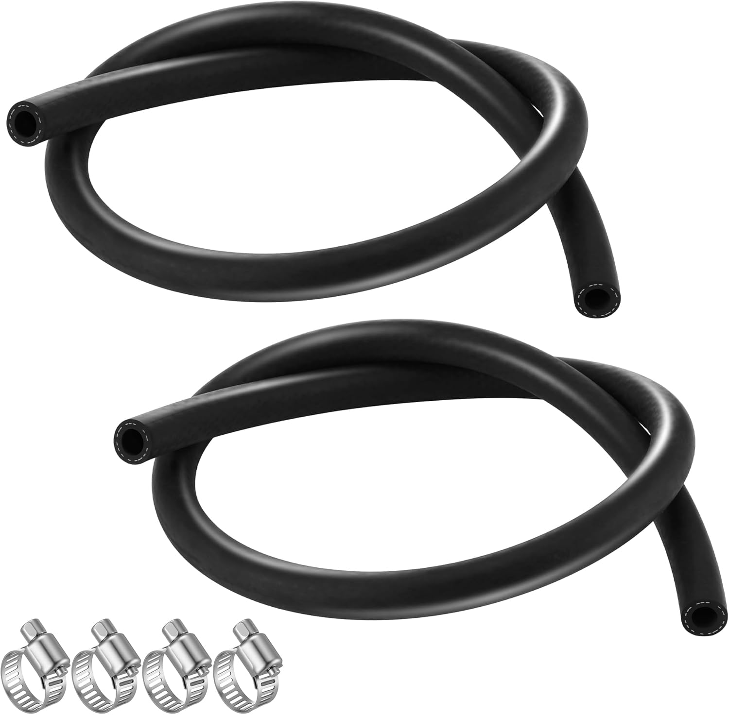 2 Pcs 27232 11/32 Inch x 36 Inch (85 PSI) Power Brake Vacuum Hose with 4 Pcs Clamps, Brake Booster Vacuum Hose for Passenger Cars and Light Trucks, Power Booster Line Automotive High Temperature Tube