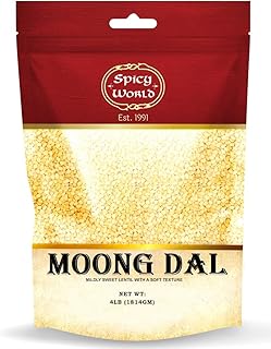 Spicy World Indian Moong Dal - 4 lbs | Premium Split Dry Beans | 100% Natural & Pure | Versatile & Nutritious Legume | Golden Lentils for Delicious Recipes