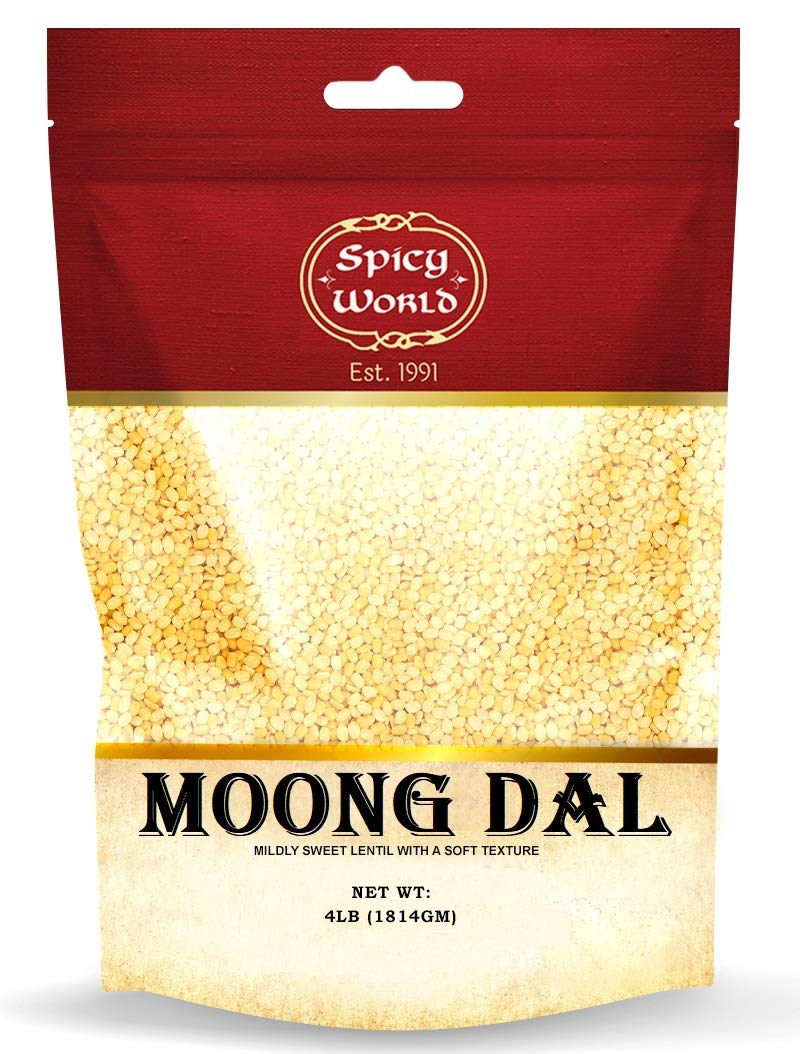 Spicy World Indian Moong Dal - 4 lbs | Premium Split Dry Beans | 100% Natural & Pure | Versatile & Nutritious Legume | Golden Lentils for Delicious Recipes