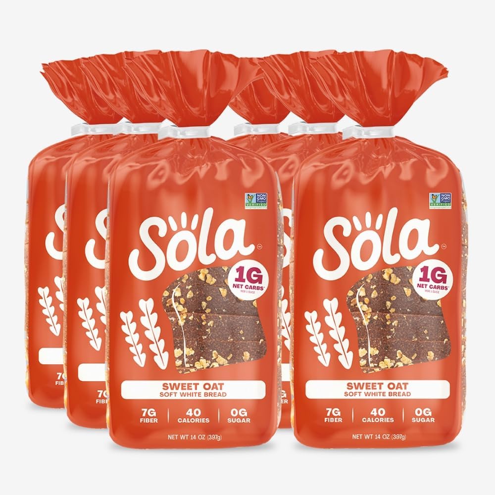Keto Bread, Sweet Oat - Delicious Non-GMO, No Added Sugar, Low Calorie Bread Loaf with 1g Net Carbs (Case of 6)