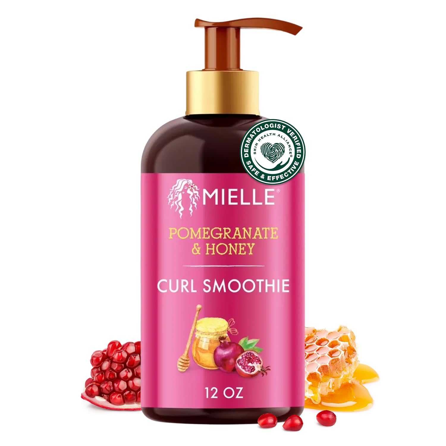 Mielle Organics Pomegranate & Honey Curl Enhancing Smoothie - Moisturizing Curly Hair Cream for Type 4 Curly & Coily Hair - Softens, Strengthens & Defines Curls (12 Fl Oz)