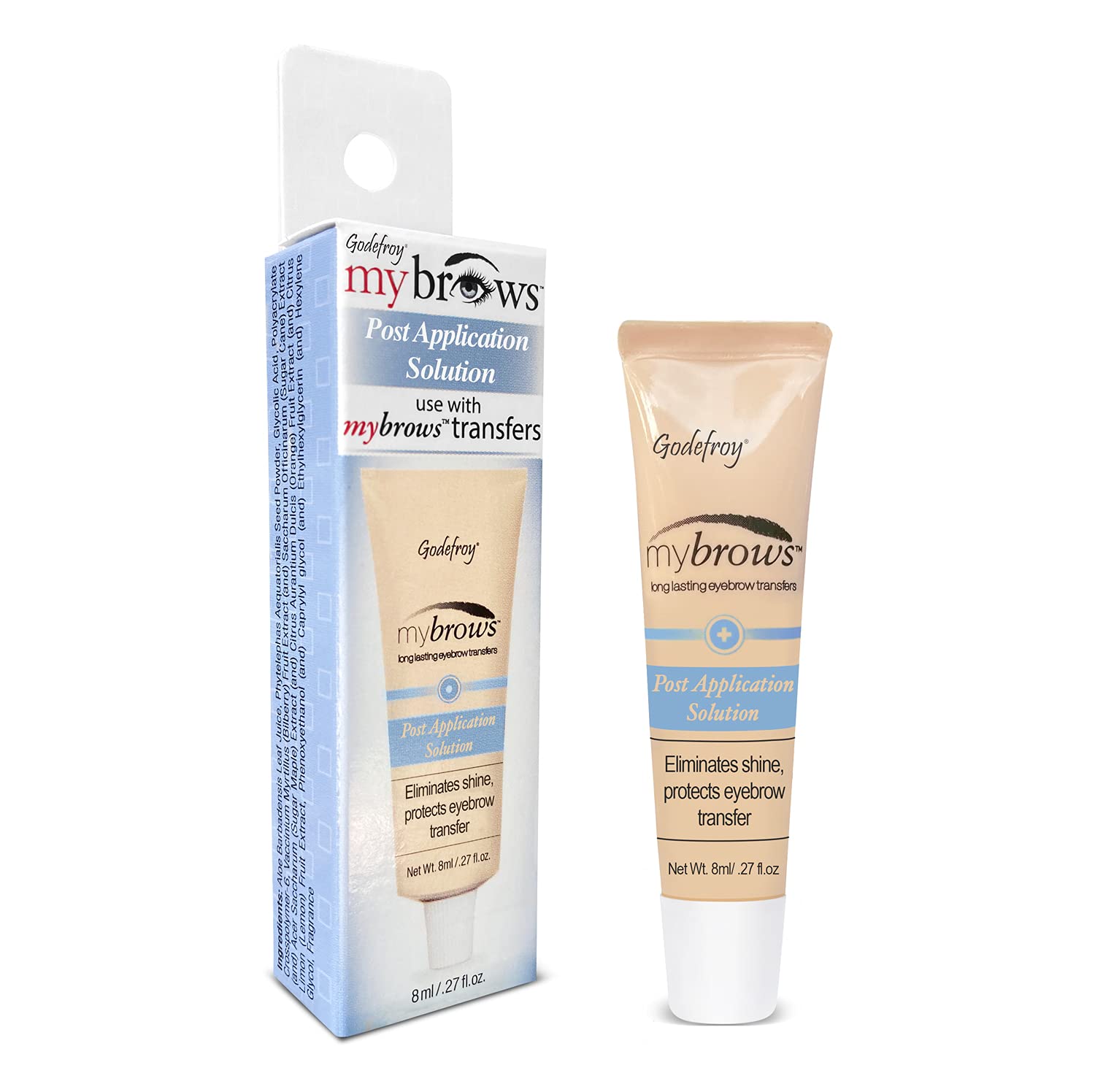 Godefroy Mybrows Post Application Solution To Extend the Life and Remove Shine for Temporary Tattoos, Eyebrow Transfers, & Brow Stamps, .27 Oz