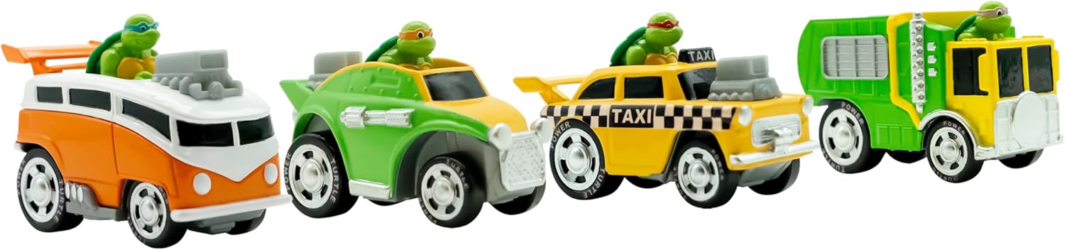 TEENAGE MUTANT NINJA Turtles | TMNT Vehicles Diecast Shell Riders Set Age 3+, Classic Styling Leo, Raph, Donatello, and Mikey | Action Toys & Gifts Ages 3+