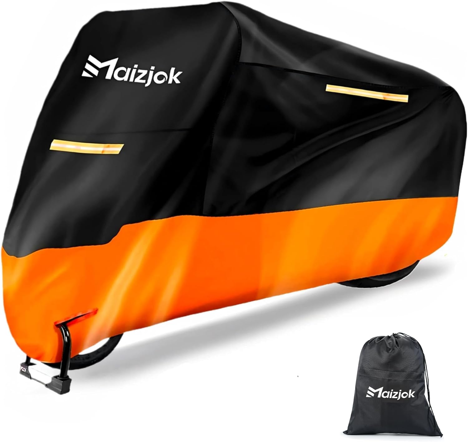 Maizjok Motorbike Cover Waterproof Outdoor, Motorcycle Cover Heavy Duty 210D Rain UV Dust Indoor, All Weather Covering for Street/Sport/Adventure/Cruiser/Touring Motorbike (108.3 x 41.3 x 49.2 in)