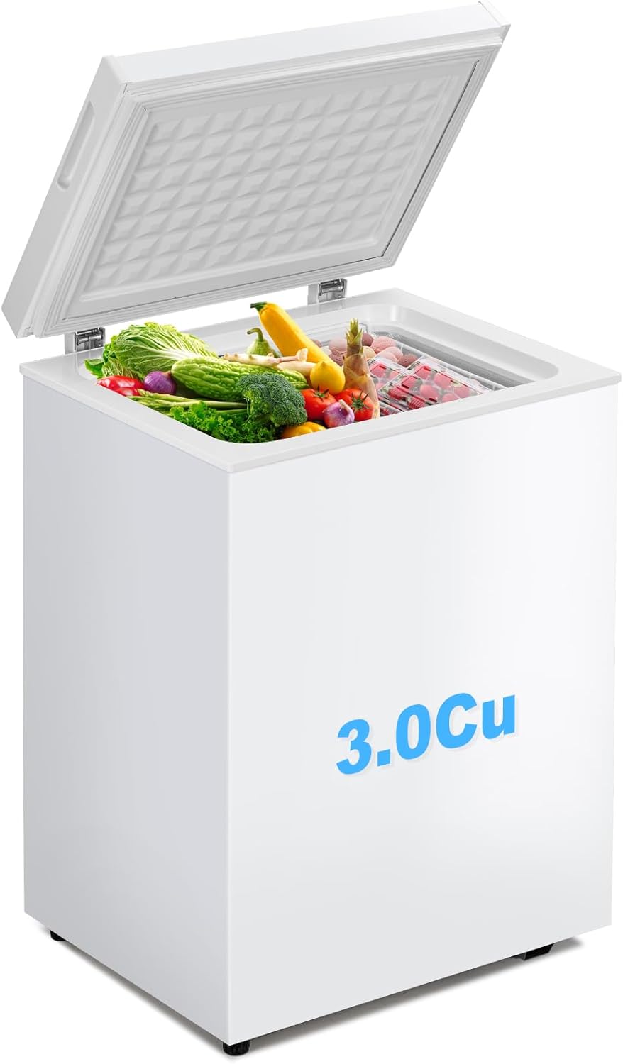 3.0 Cu.Ft Chest Freezer with 7 Temperature Settings, QuietCompact Deep Freezer with Removable Basket, Mini Freestanding Freezer for Apartment, Kitchen, RV, Office, or Restaurant Use