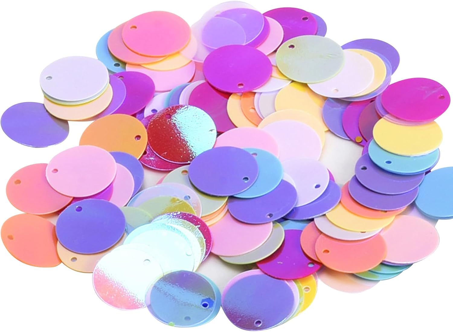 50g Holographic Large Round PVC Sequins with Hole Sequins Craft Spangles Paillettes Rainbow Cup Sequins for Jewelry DIY Arts Crafts Embellishment Gems Sewing Decorating Applique Knitting (15mm)