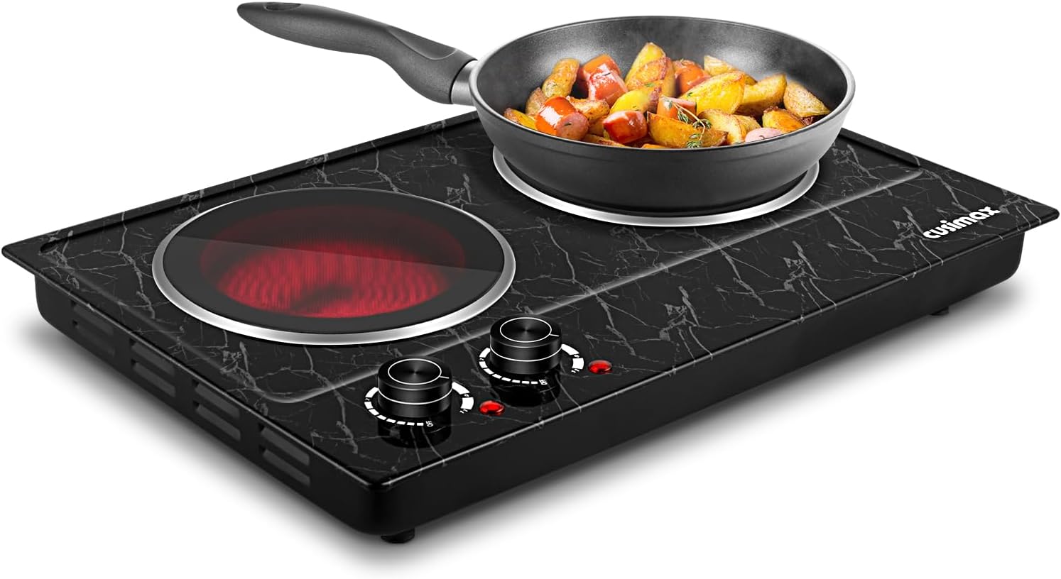 CUSIMAX 1800W Double Burner Electric Hot Plate, Dual Control Portable Stove