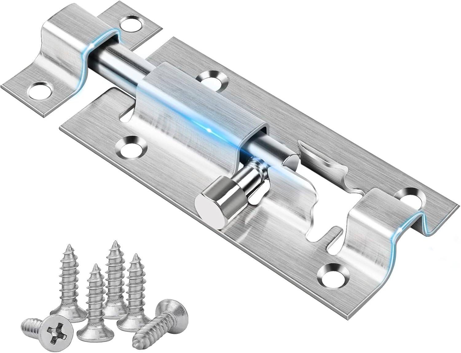 3 Inch (75mm) Door Lock, Leryati 1Pcs Bedroom Door Lock Stainless Steel Bolt Locks, Silver Doors Latch Slide Bolts Locks with Screws, Doors Bolt use for Bathroom Gate Shed Garden Toilet