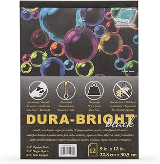 GRAFIX Black Dura-Bright Opaque 010" 9"X12" 12 Sheets/Pad