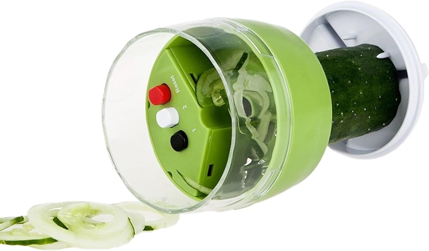 HUATEEN Manual Spiralizer Vegetable Slicer Green 4-in-1 Heavy Duty Plastic & Stainless Steel Spiral Cutter for Carrot Potato Zucchini Compact Kitchen Noodle Maker Salad Spiraliser Healthy Pasta Tool