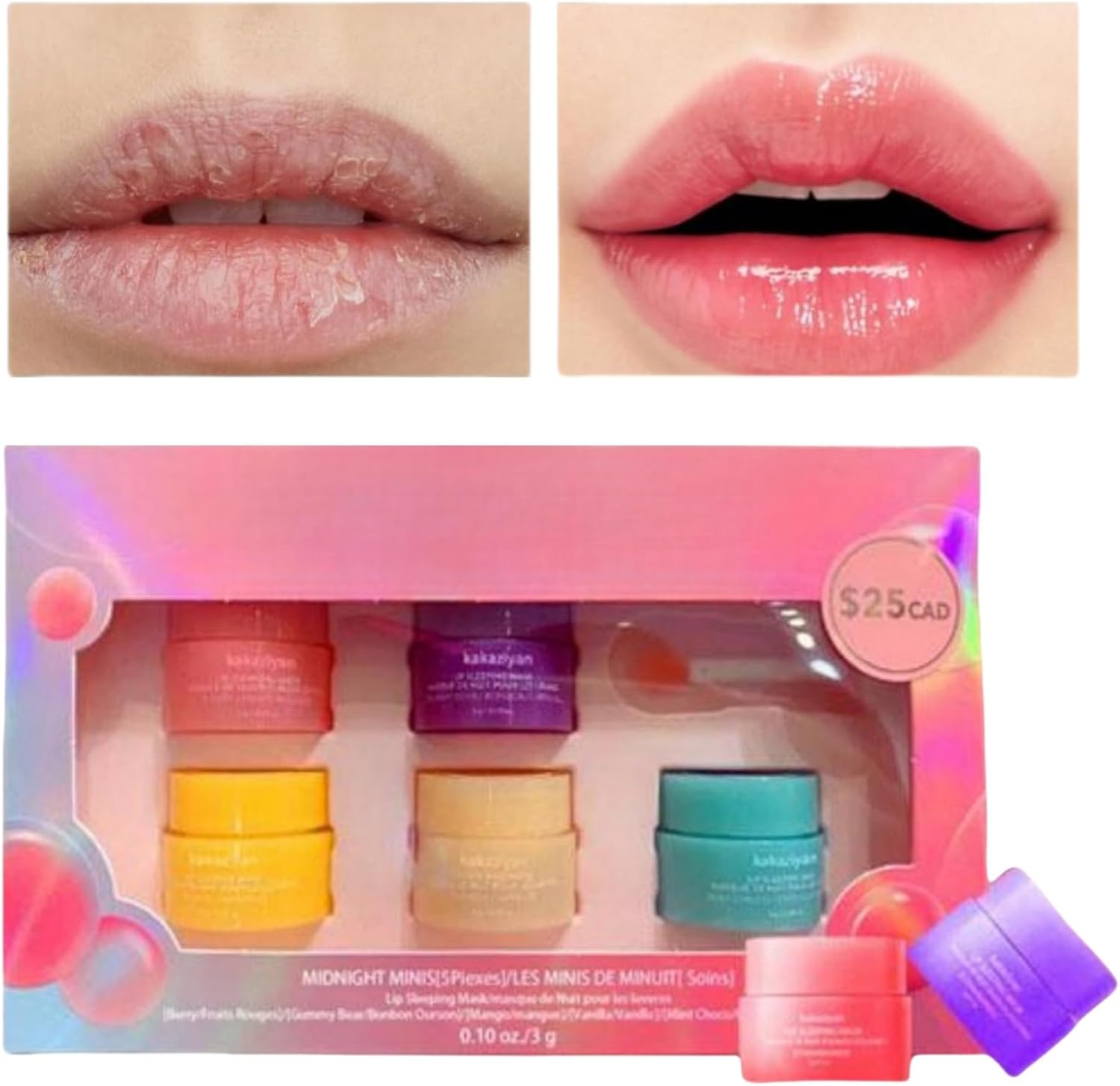 5pcs Lip Sleeping Mask,Day And Night Repair Lip Balm,Lip Balm Set,Lip Masks for Dry Lips,Lip Mask Overnight,Lip Balms for Chapped Cracked Dry Lips,Lip Lightening for Dark Lips,Chapped Lips Treatment