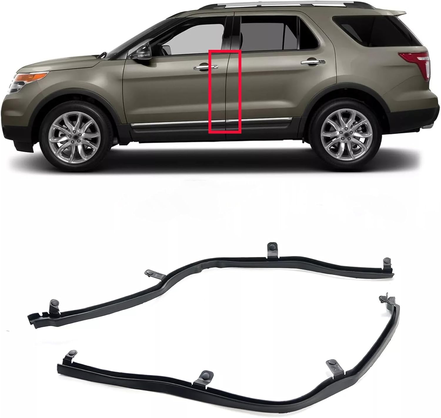1 Pair LH & RH Front Edge of Rear Door Weather Strip Seal for Ford Explorer 2011-2019 Right Passenger and Driver Left Side Rear Door Weatherstrip Replaces BB5Z-7825324B BB5Z-7825325B