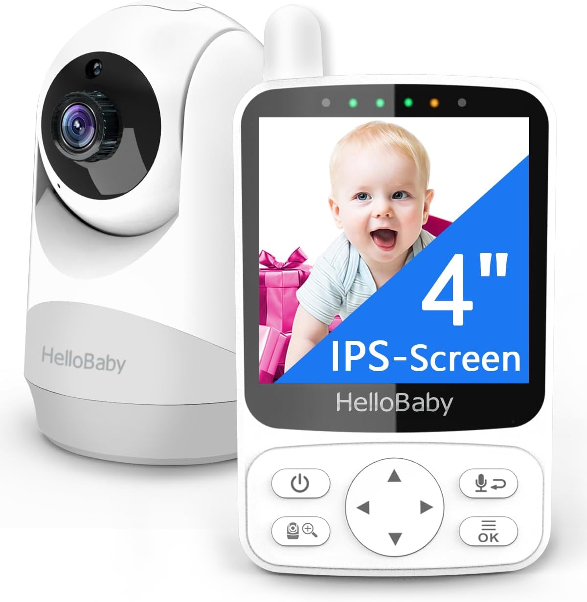 HelloBaby Baby Monitor,29-Hour Battery Life,Upgrade Baby Monitor with Camera and Night Vision,No Wifi,355°/120° Remote Pan Tilt Camera 2x Zoom, ECO Mode,2-way talk,Up to 1000ft,Temperature