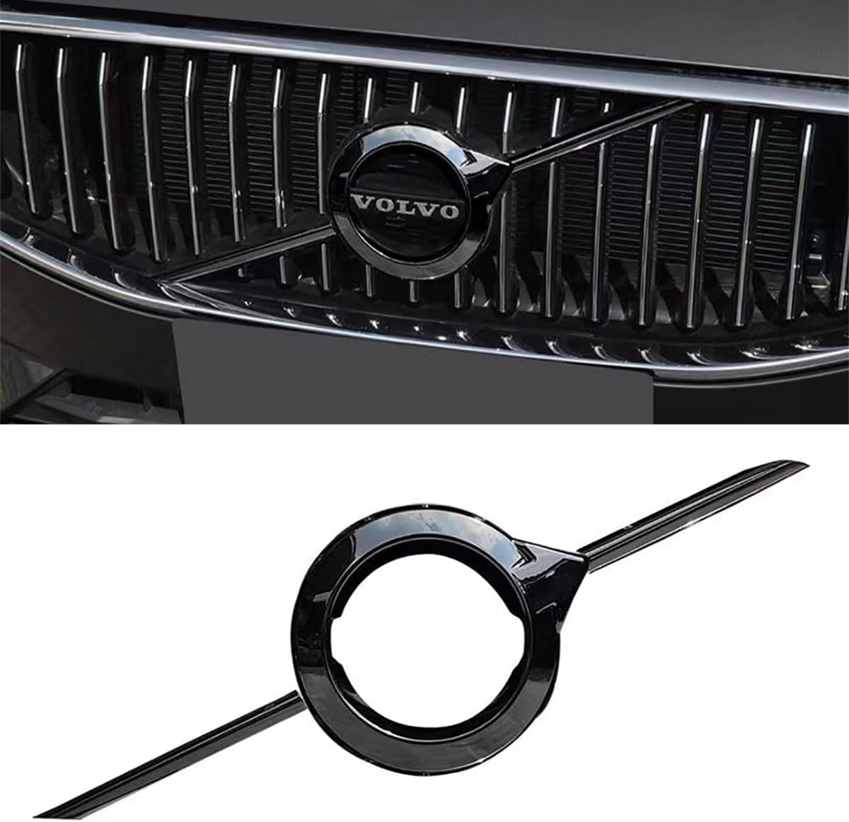 LFWCZS Car Emblem Badge Decal Logo for Volvo XC40 2018-2022, Black with Chrome Finish, Aluminium Alloy, Front, Vehicle Specific