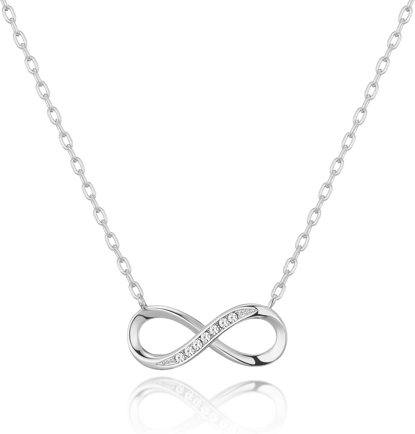 Philip Jones Silver Plated Infinity Pendant Necklace Created with Zircondia® Crystals