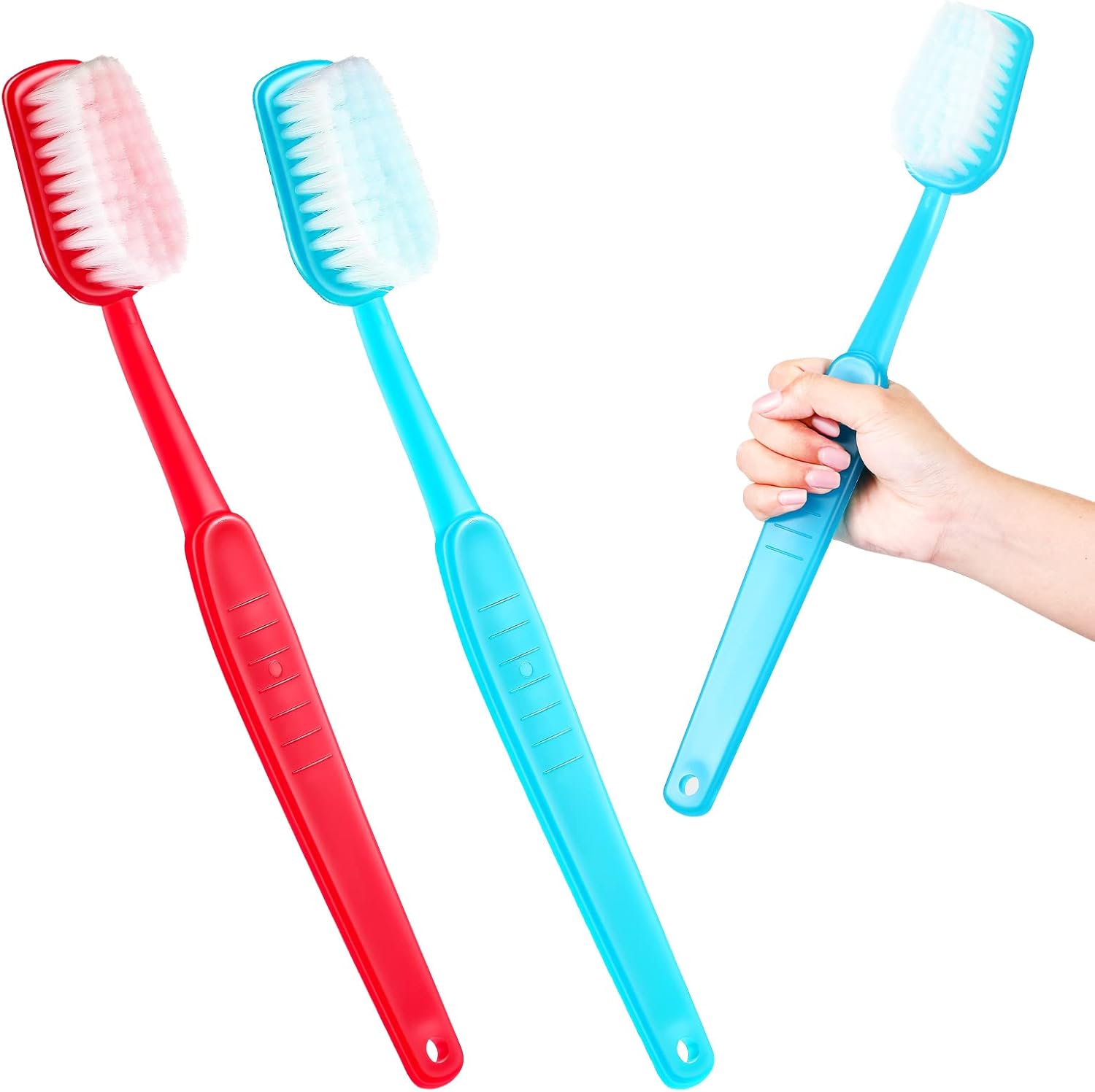 2 Pieces Giant Toothbrush Prop Large Toothbrushes Big Brush Oversized Gag Novelty Toys for Costume Take Picture Comedy Party Favors Pet Grooming Brush (Red, Blue)