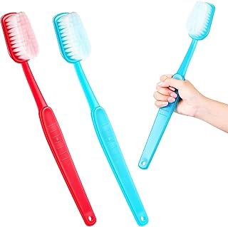 2 Pieces Giant Toothbrush Prop Large Toothbrushes Big Brush Oversized Gag Novelty Toys for Costume Take Picture Comedy Party Favors Pet Grooming Brush (Red, Blue)