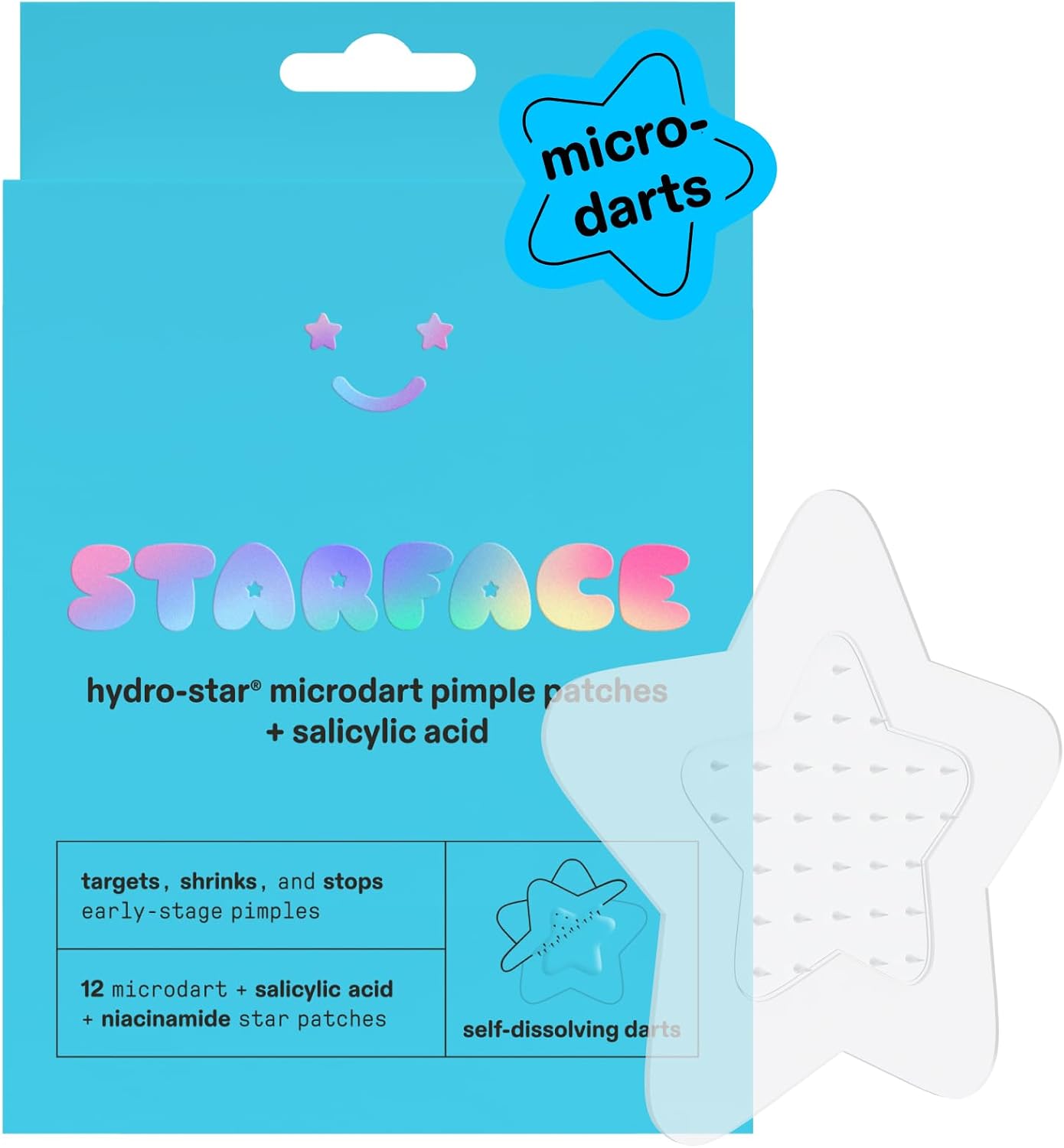 Starface Hydro-Star® Microdart Pimple Patches, For Early-Stage Spots, 12 ct