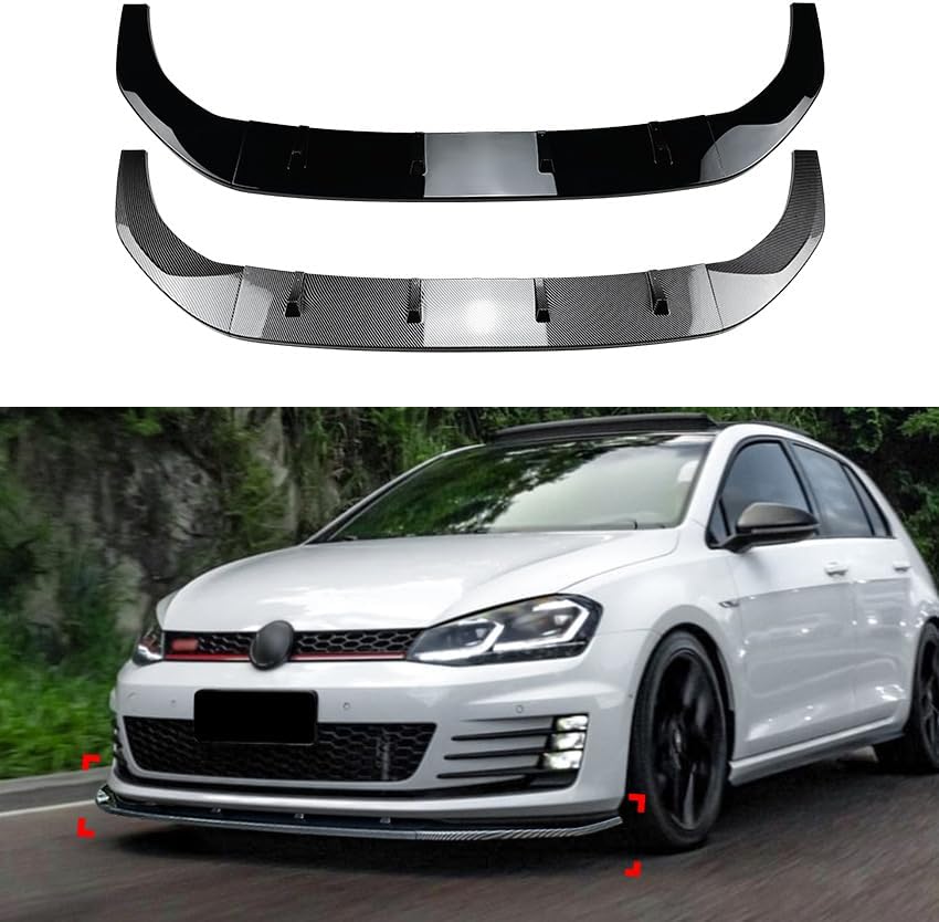 Front Bumper Lip Compatible with 2013-2016 Volkswagen Golf 7 MK7 GTI R Rline Body Kit Spoiler Bumper Canard Lip Splitter Glossy Black/Carbon Fiber Look (Glossy Black)