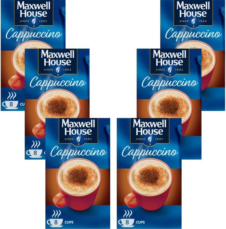 Ground Coffee Bundle with Maxwell House Cappuccino (8 Sachets) 93.6g - 6 Pack | Suitable For Vegetarians.