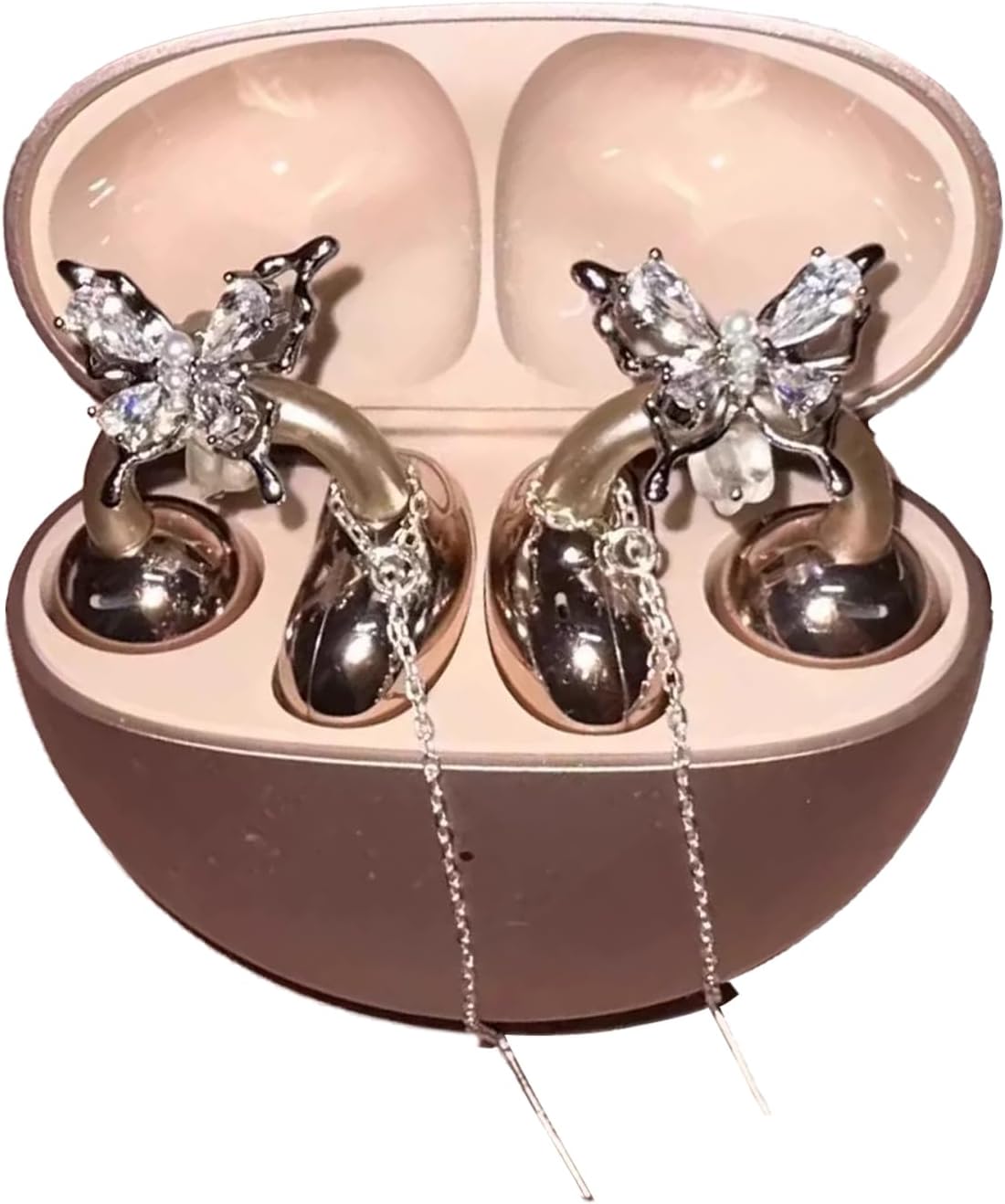 Butterfly Rhinestone for Clip on Earbuds Open Ear Accessories, Elegant Zirconia Decorative Earphone Accessories, Removable Exquisite DIY Decoration (Butterfly)