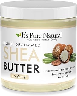 It's Pure Natural -World's First Crude Degummed African Ivory Shea Butter (8 oz) – 100% Pure & Natural Body Butter for Dry, Cracked Skin, Eczema, Stretch Marks & Anti-Aging