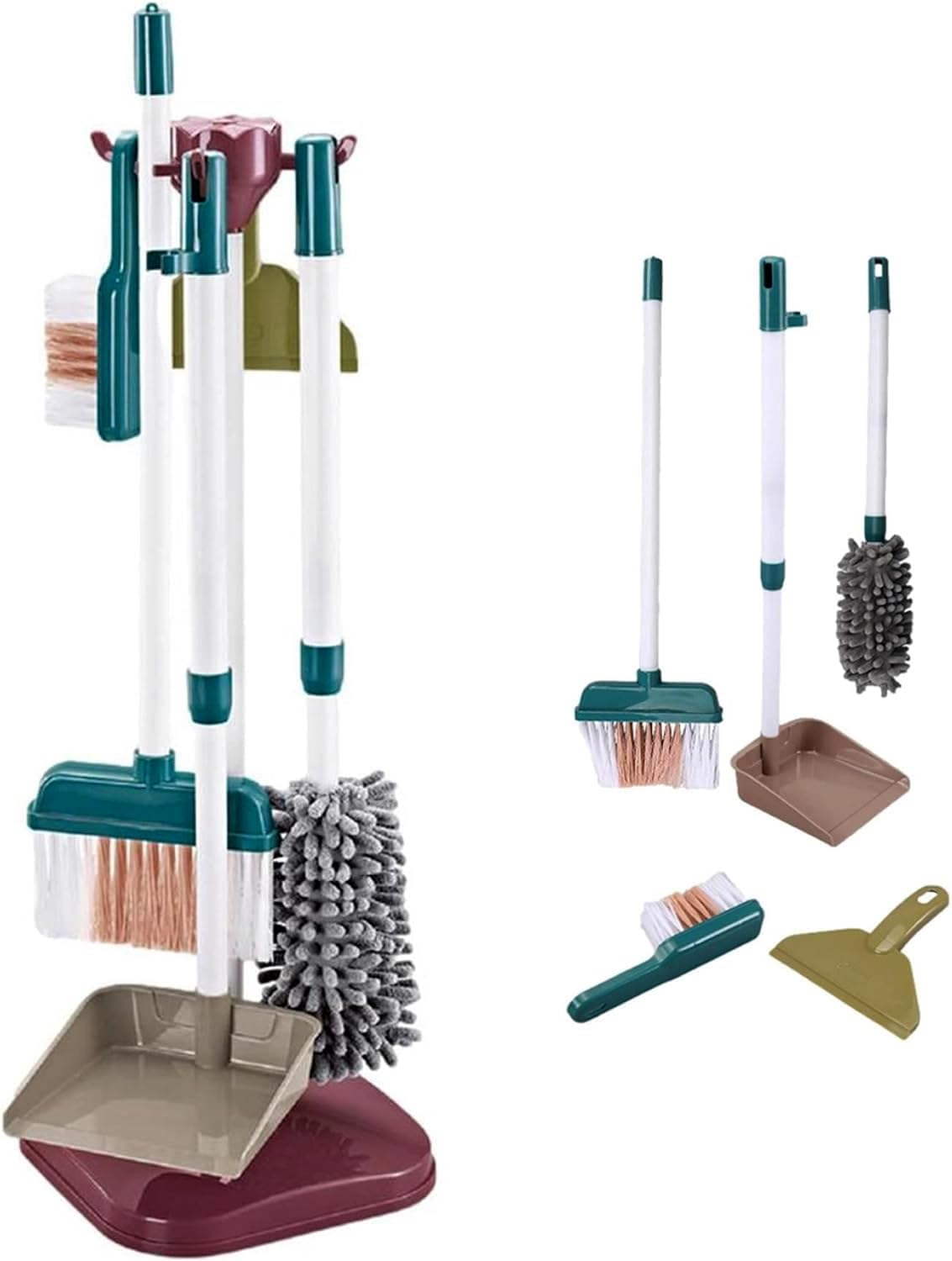 Sobebear 8pcs Kids Cleaning Set and Housekeeping Pretend Play Toy, Realistic Mini Home Broom, Brushes, Mops for Role Play, Pretend Household Cleaning Set Educational Toy for Boys and Girls Age 3+