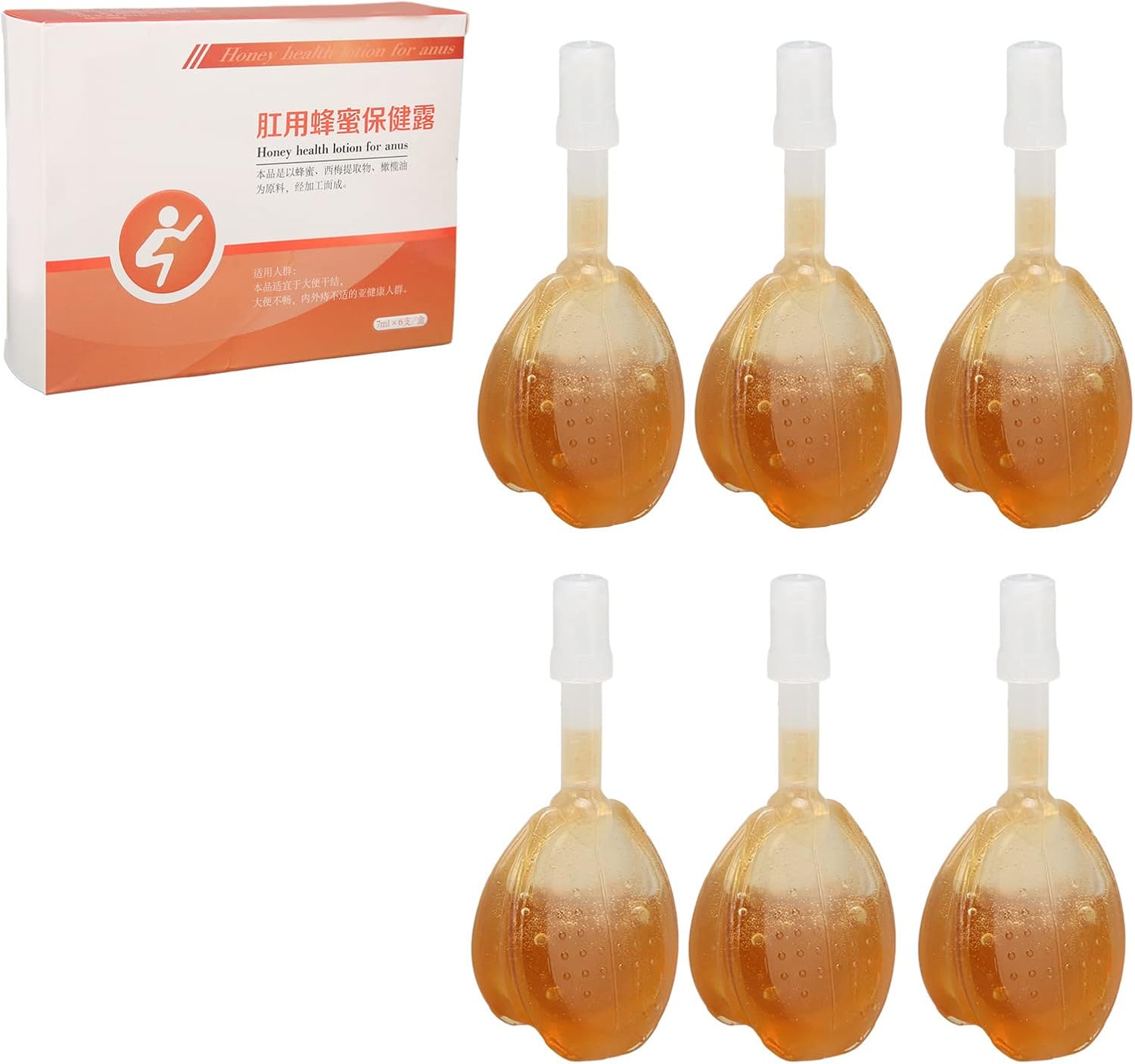 Luqeeg Liquid Glycerin Suppositories for Adult Constipation, 6 Suppositories, 7ml Each, Natural Stool Softener, Gentle Constipation Relief Honey Laxatives for Fast Constipation Relief in Minutes