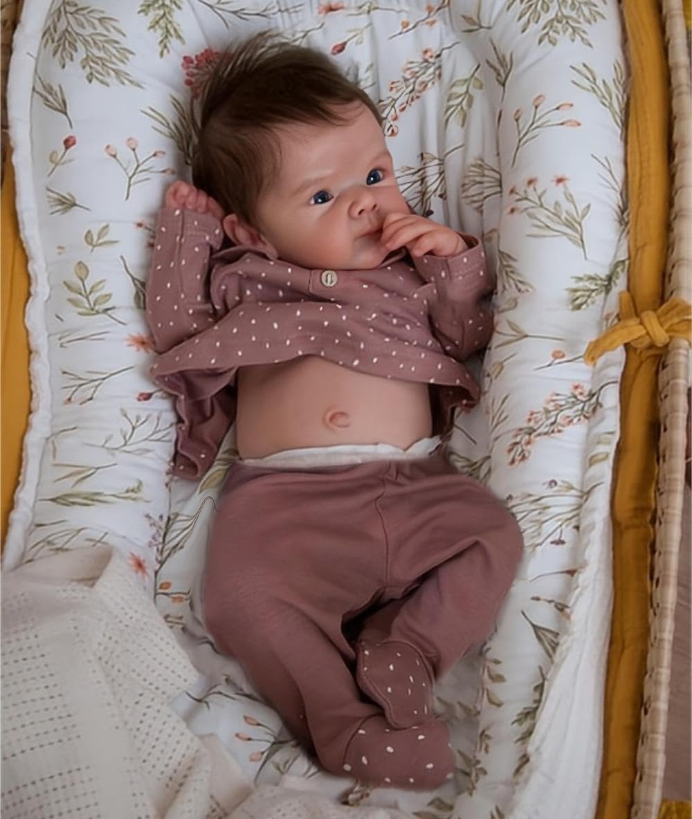 Anano Reborn Baby Dolls Silicone Full Body 45CM Real Life Size Newborn Baby Doll Soft Lifelike Preemie Baby Doll Life Like Reborn Toddler Doll Realistic Baby Girl Doll