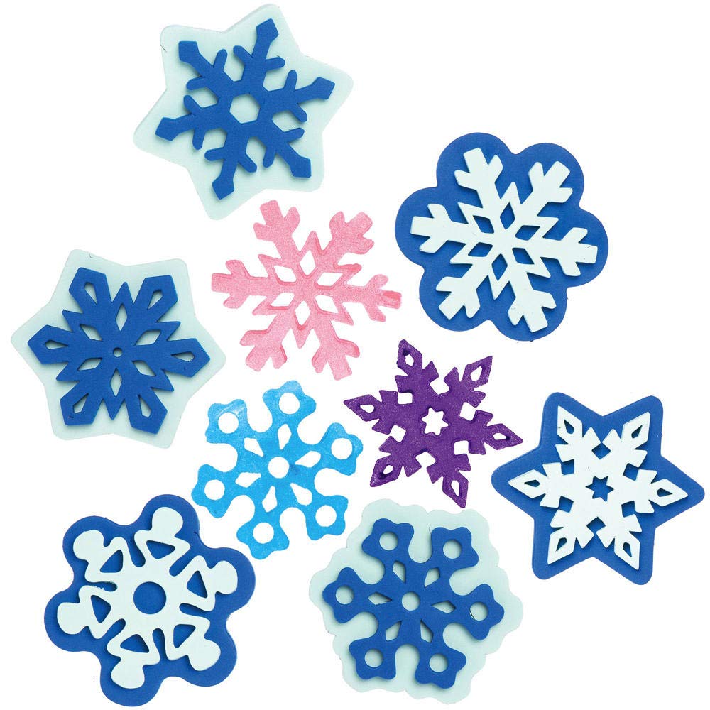 Baker Ross AX405 Snowflake Foam Stampers - Pack of 10, Stamp Set for Children, Ideal for Kids Arts and Crafts Projects