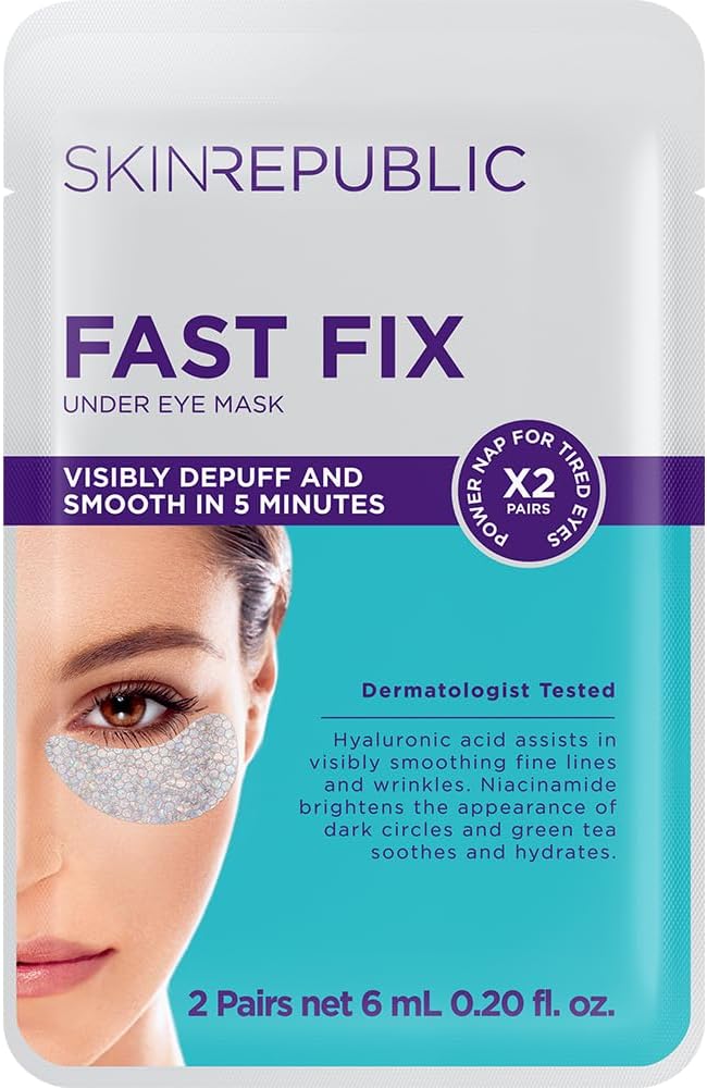 Skin Republic Fast Fix Under Eye Mask | Visibly Depuff & Smooth Under Eyes in 5 Minutes | Reduces Dark Circles, Puffiness & Wrinkles | Hydrating & Firming Under-Eye Treatment (2 Pairs)