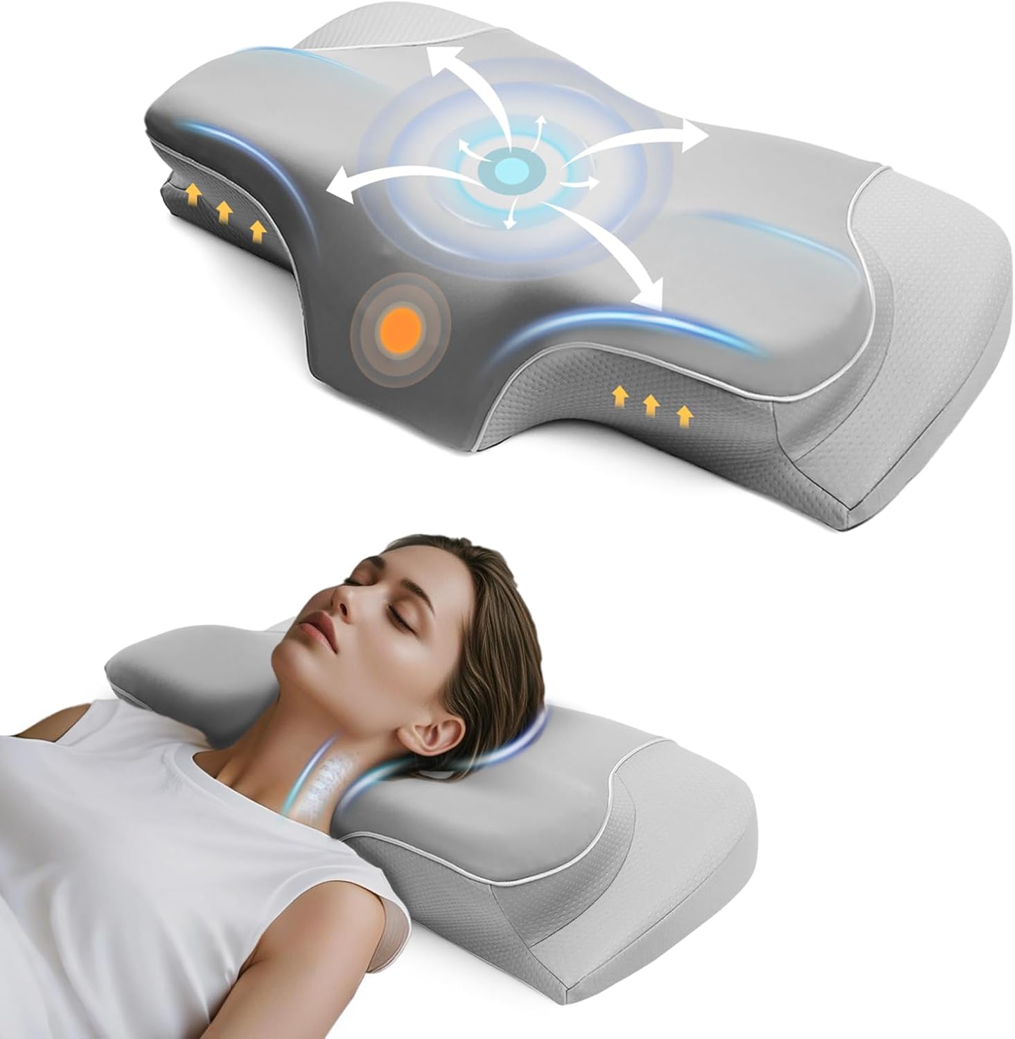 Memory Foam Pillow for Neck Pain Relief, Ergonomic Cervical Neck Pillow