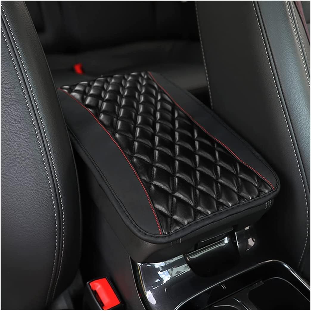 CGEAMDY Car Center Console Cushion Pad, Universal Leather Waterproof Armrest Seat Box Cover Protector,Comfortable Car Decor Accessories Fit for Most Cars, Vehicles, SUVs (Black)