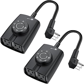 G-Homa Outdoor Timer, Dusk to Dawn Timer, Outdoor Light Timers Waterproof, 2 Grounded Outlets Timers for Christmas Lights, 15A 1/2HP, CSA Listed, Light Sensor Timer 2Pack